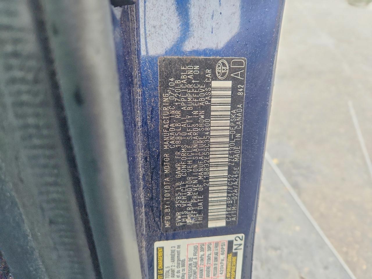 2005 Toyota Corolla S Blue vin: 2T1BR32E55C354800