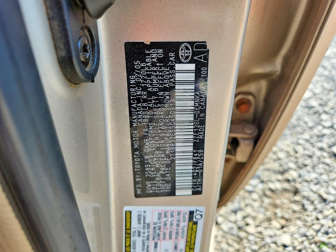 2005 Toyota Corolla Le Tan vin: 2T1BR32E55C450913