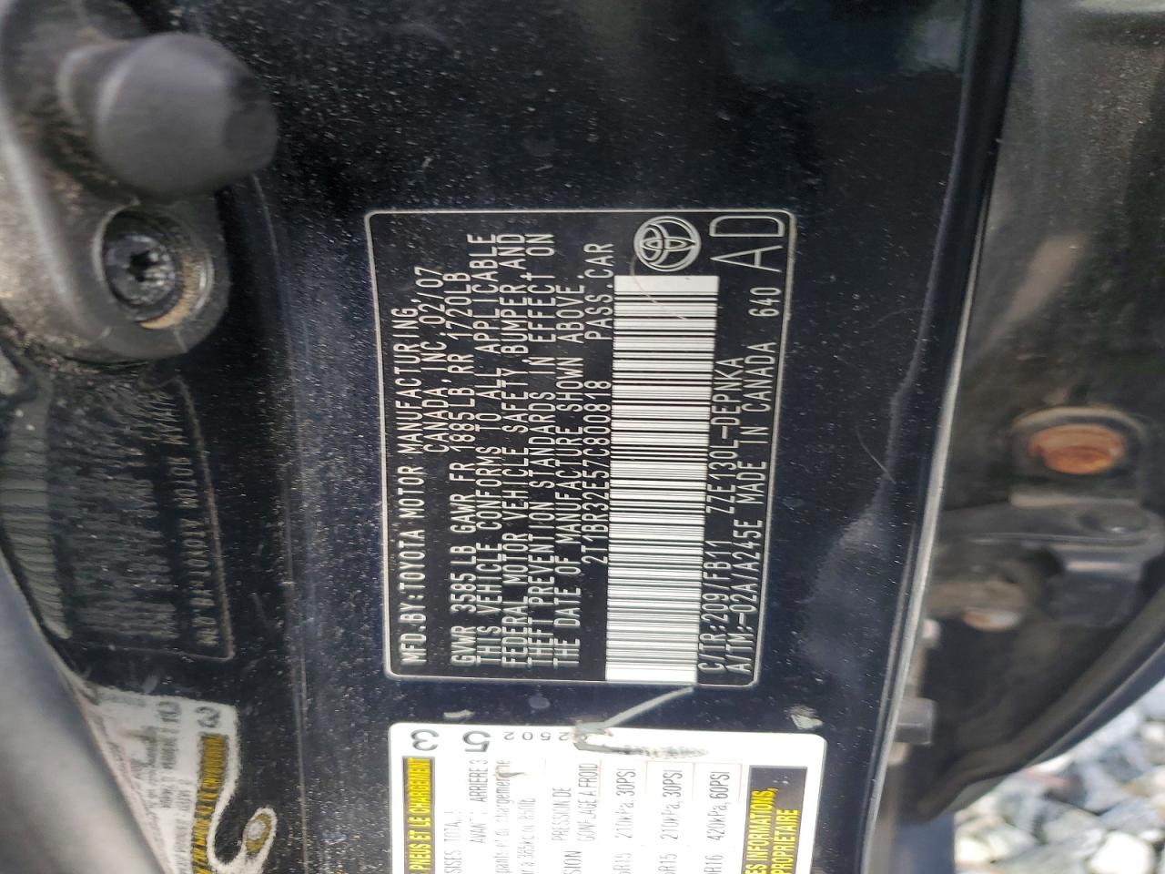 2007 Toyota Corolla Le Черный vin: 2T1BR32E57C800818