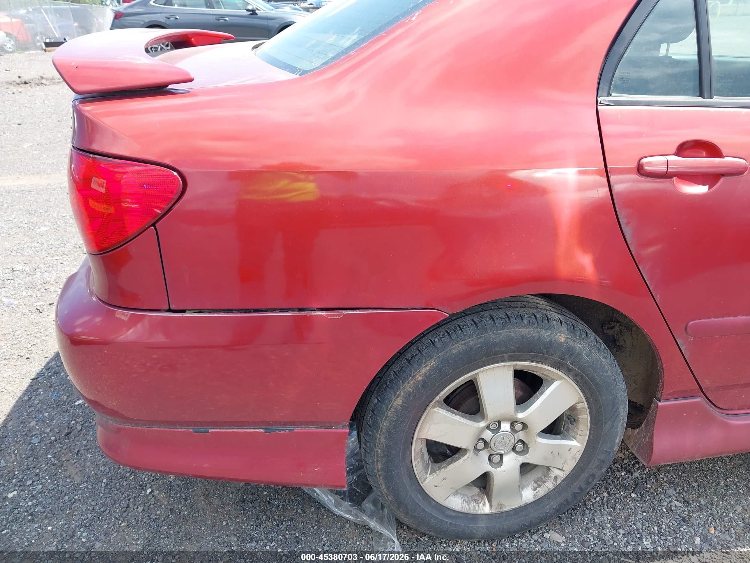 2005 Toyota Corolla S Red vin: 2T1BR32E65C431321