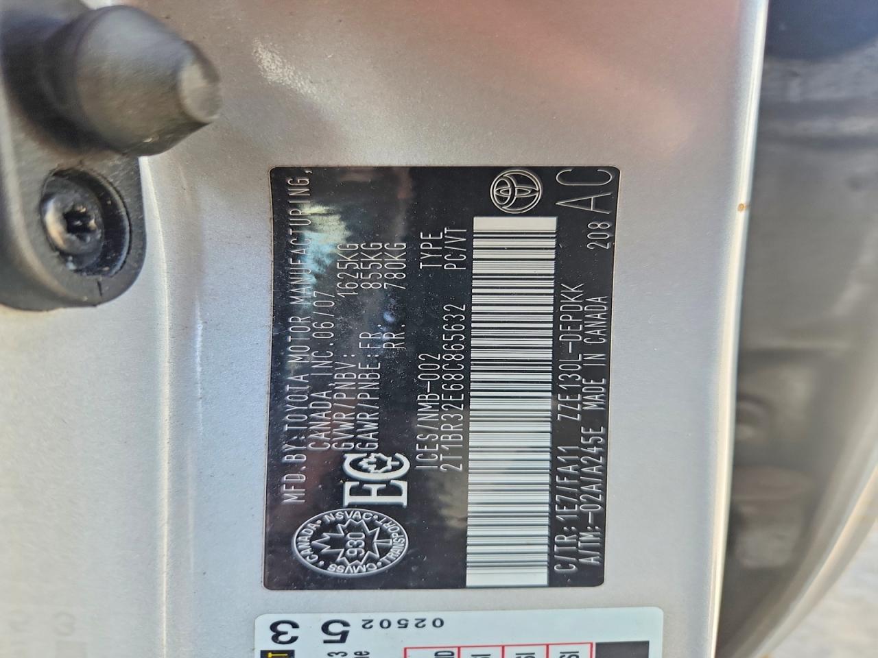 2008 Toyota Corolla Ce Silver vin: 2T1BR32E68C865632