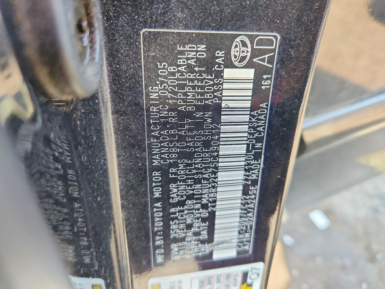 2005 Toyota Corolla S Black vin: 2T1BR32E75C490412