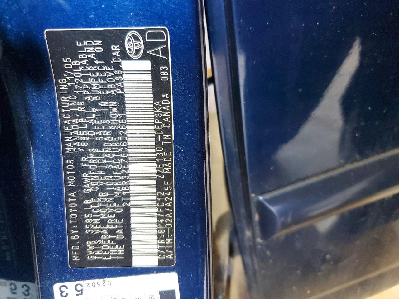 2006 Toyota Corolla S Blue vin: 2T1BR32E76C602661