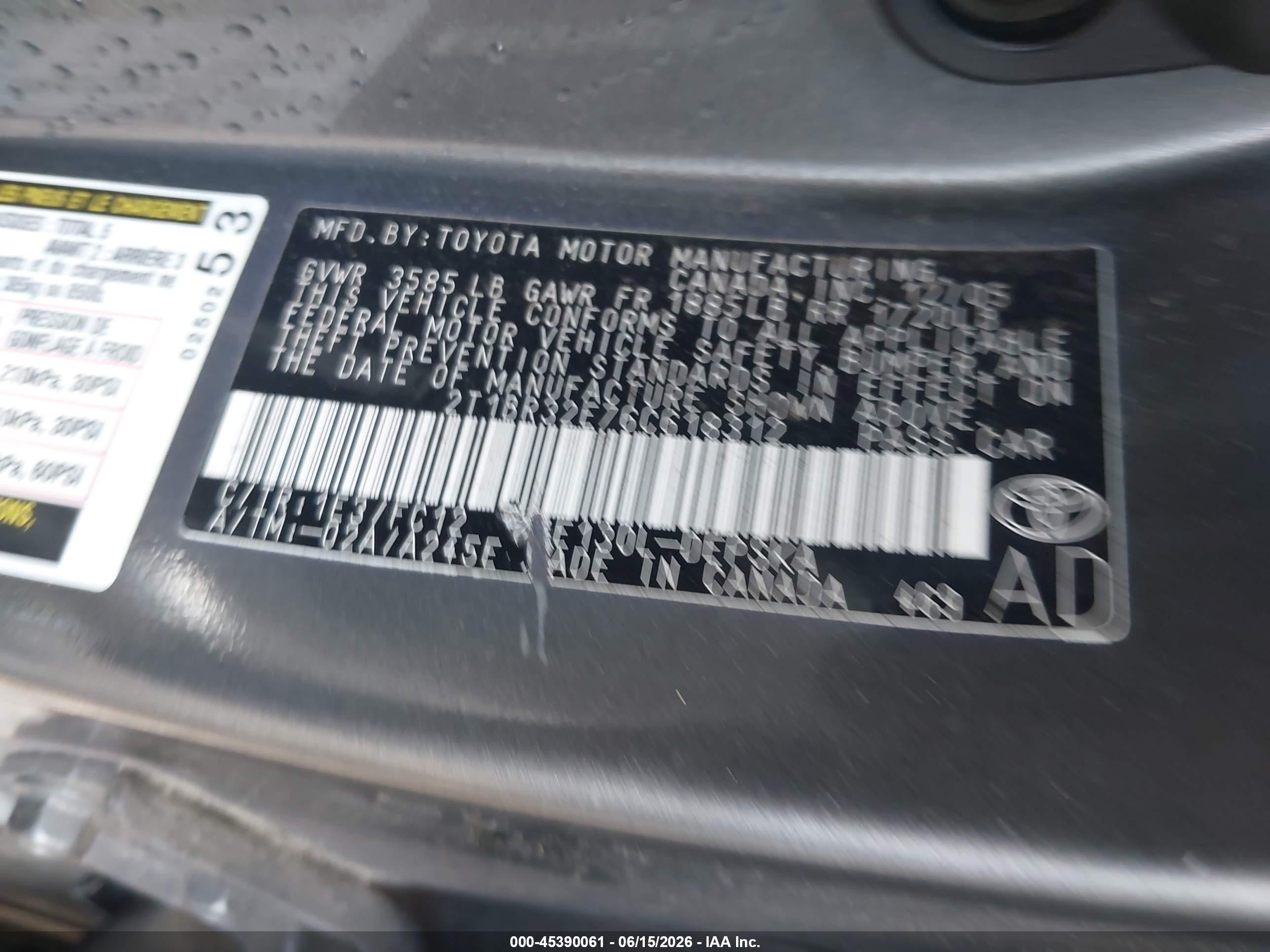 2006 Toyota Corolla S Gray vin: 2T1BR32E76C618312
