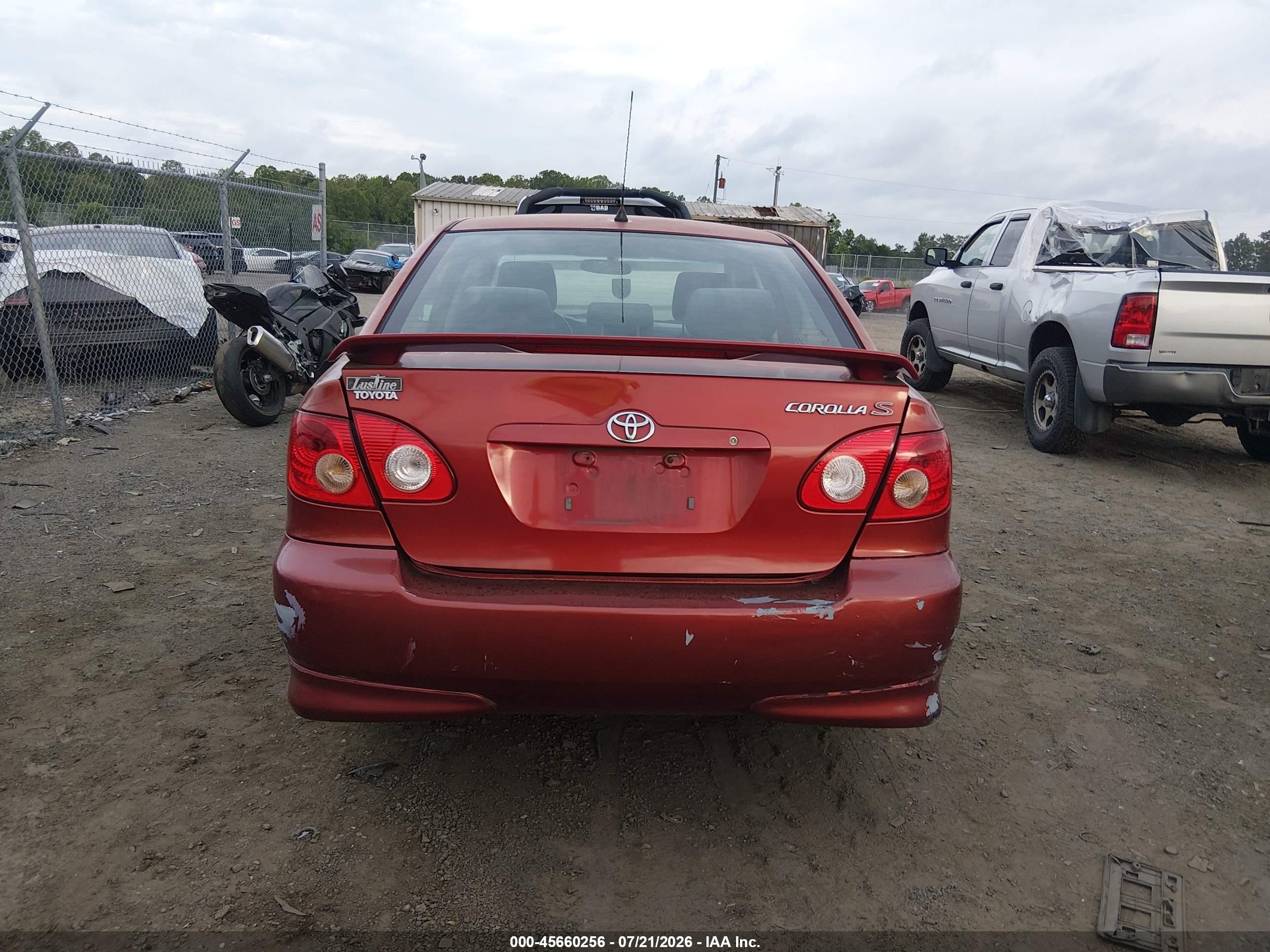 2006 Toyota Corolla S Красный vin: 2T1BR32E76C625499