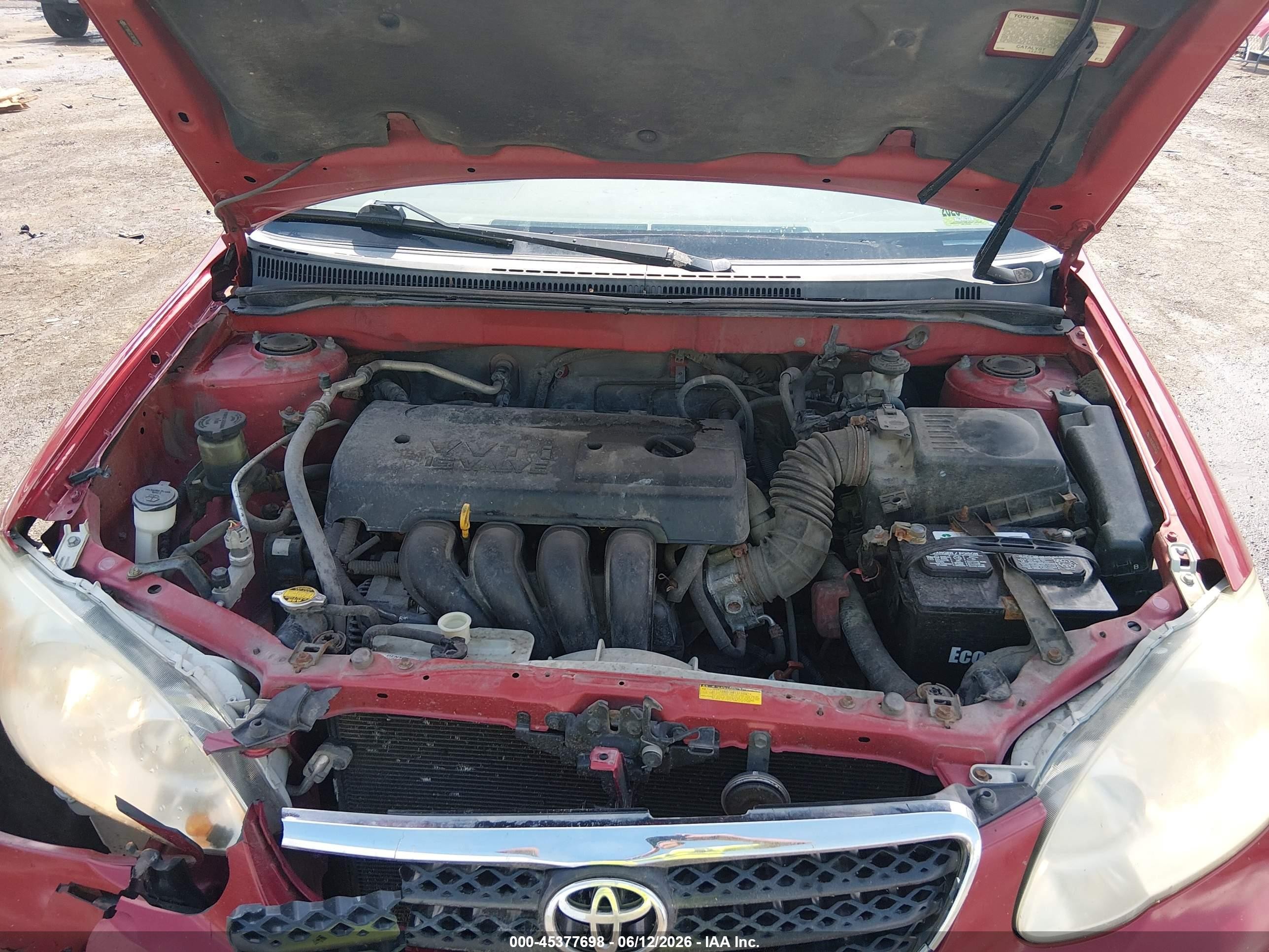 2008 Toyota Corolla Ce Red vin: 2T1BR32E78C902459