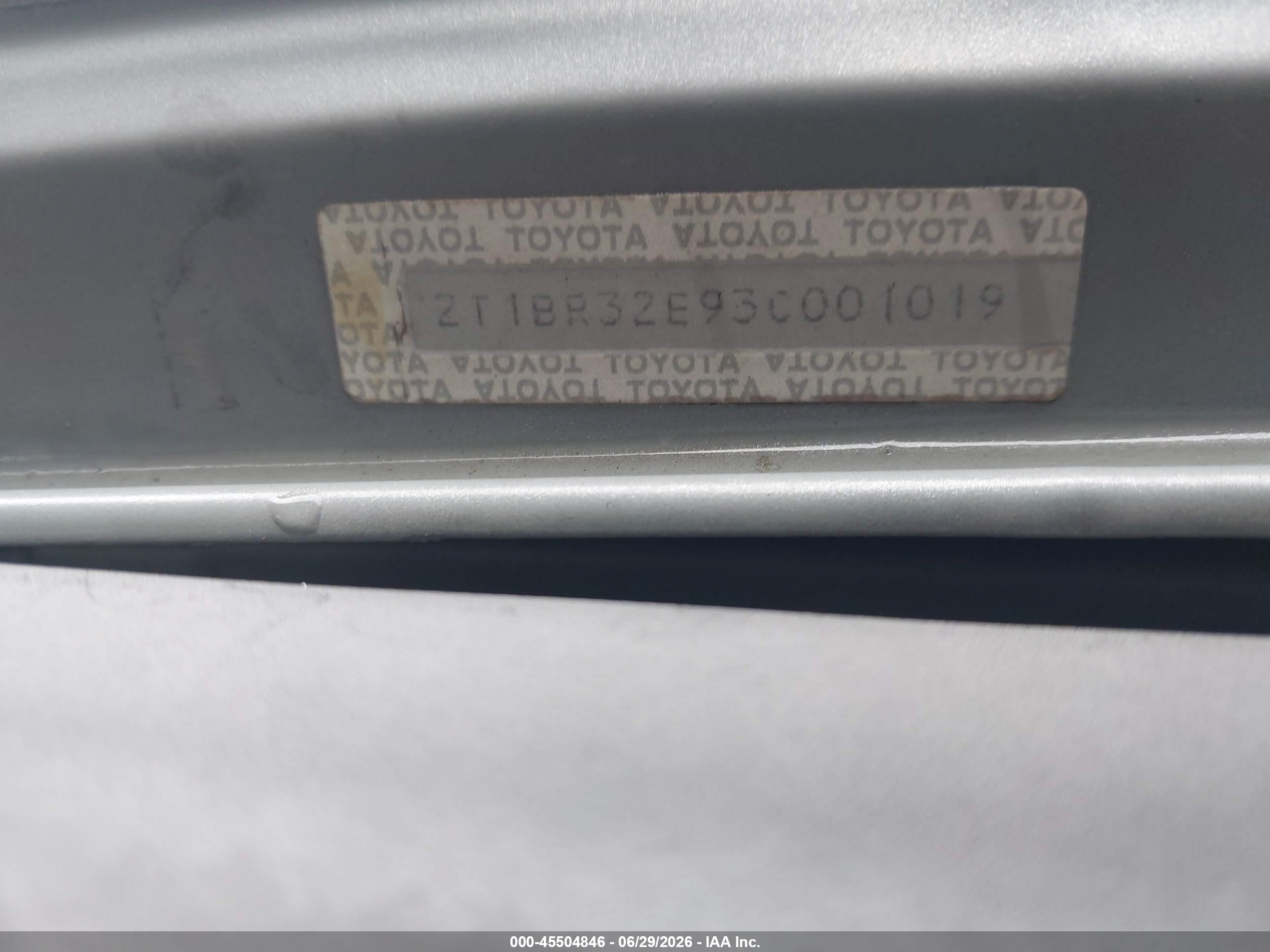 2003 Toyota Corolla Le Gray vin: 2T1BR32E93C001019