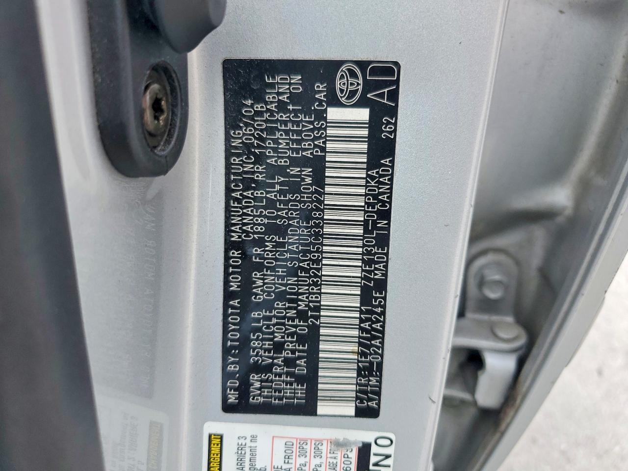2005 Toyota Corolla Ce Silver vin: 2T1BR32E95C338227