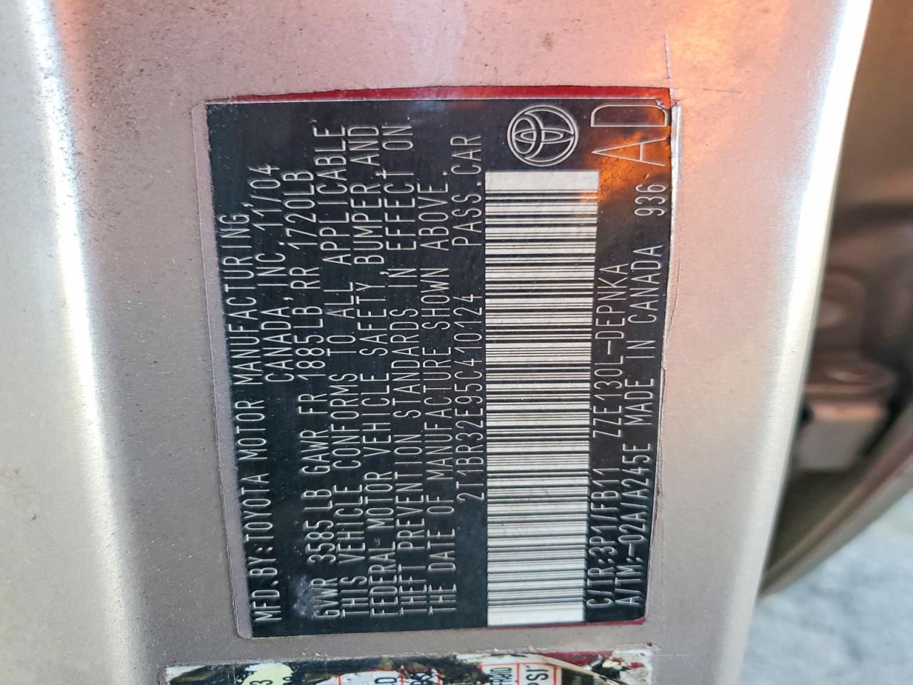 2005 Toyota Corolla Le Silver vin: 2T1BR32E95C410124