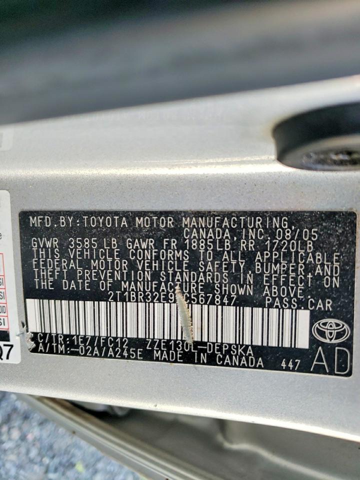2006 Toyota Corolla S Серебряный vin: 2T1BR32E96C567847