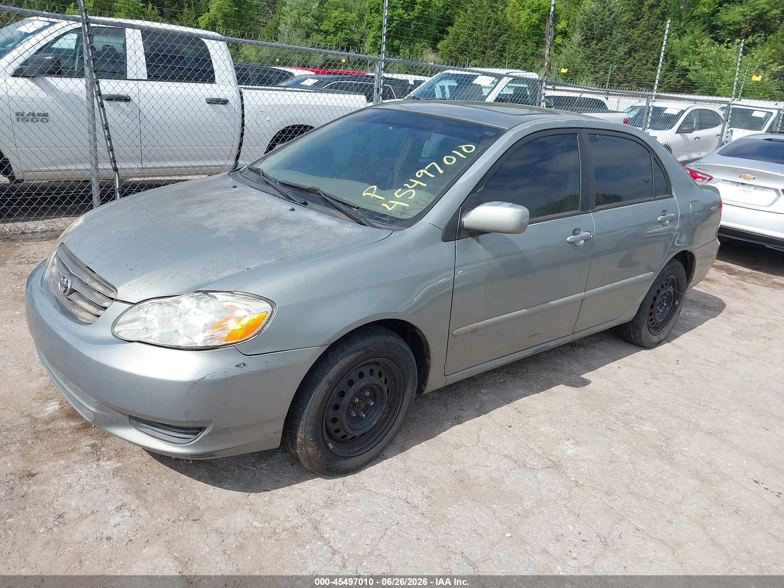 2003 Toyota Corolla Le Silver vin: 2T1BR38E63C096498