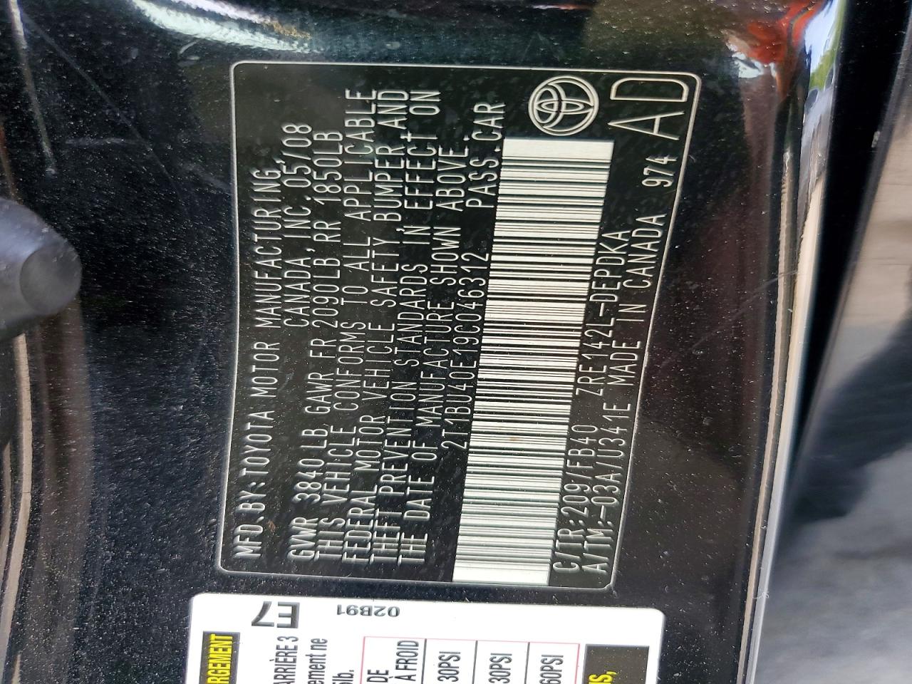 2009 Toyota Corolla Le Black vin: 2T1BU40E19C046312
