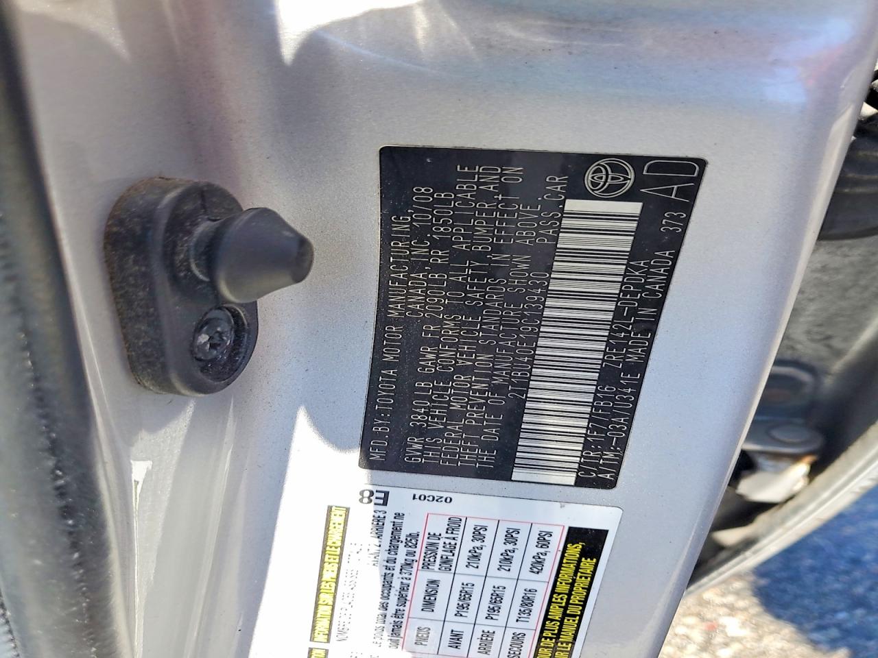 2009 Toyota Corolla Le Silver vin: 2T1BU40E19C139430