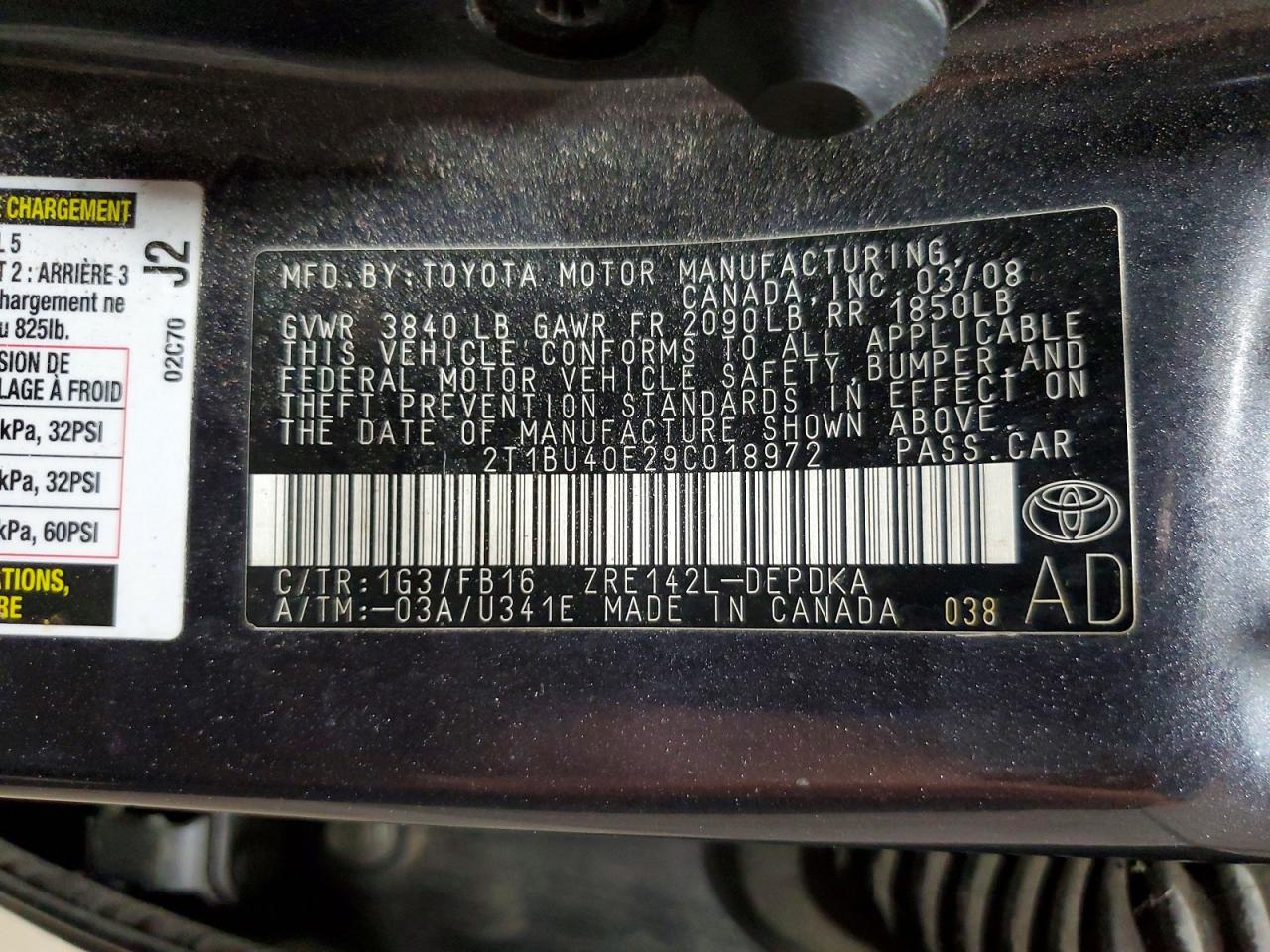 2009 Toyota Corolla Le Gray vin: 2T1BU40E29C018972