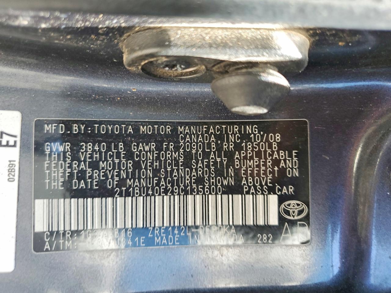 2009 Toyota Corolla Le Gray vin: 2T1BU40E29C135600