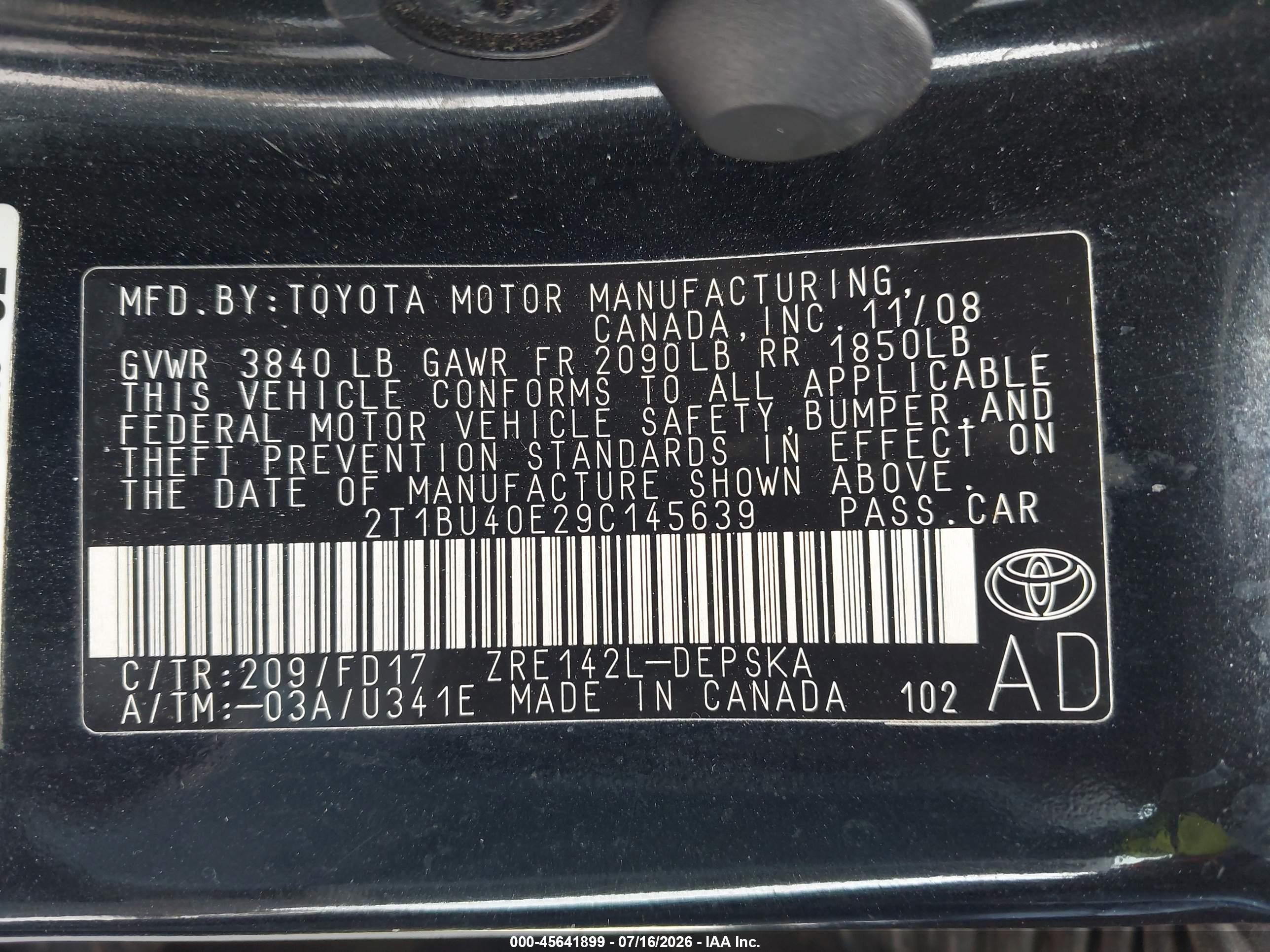 2009 Toyota Corolla S Black vin: 2T1BU40E29C145639