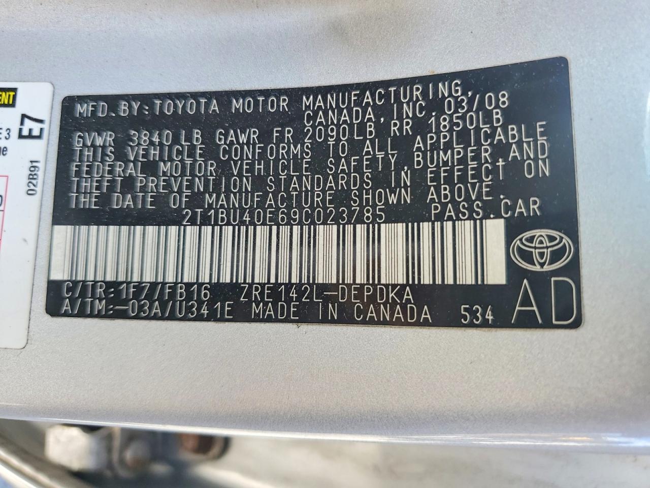 2009 Toyota Corolla Base Silver vin: 2T1BU40E69C023785