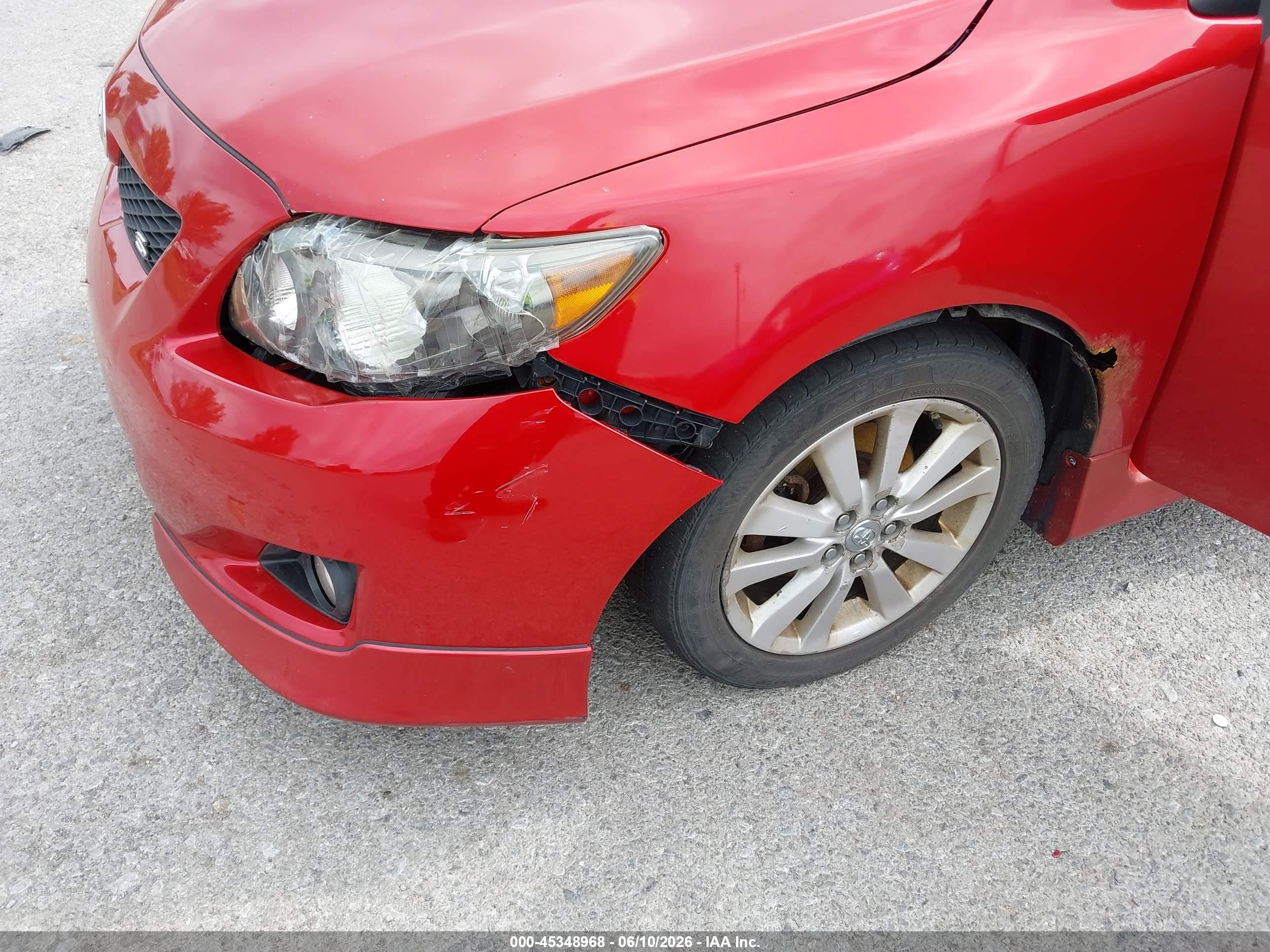2009 Toyota Corolla S Red vin: 2T1BU40E69C102308