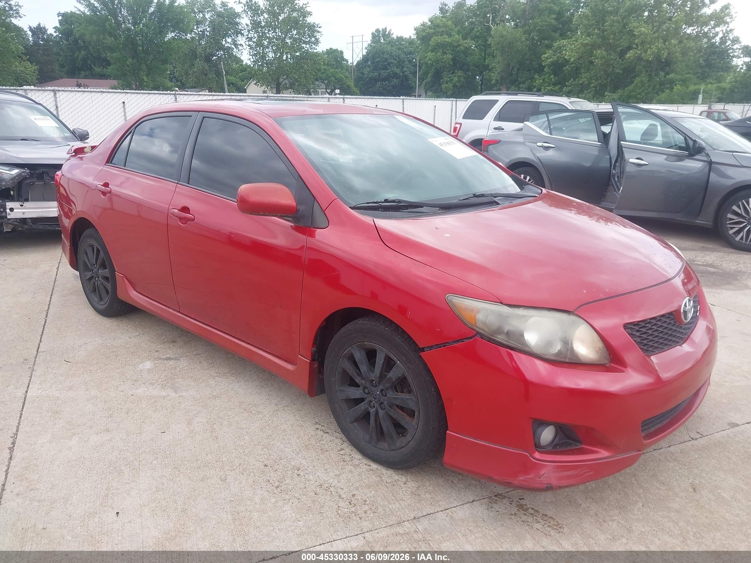 2009 Toyota Corolla S Red vin: 2T1BU40E69C149774