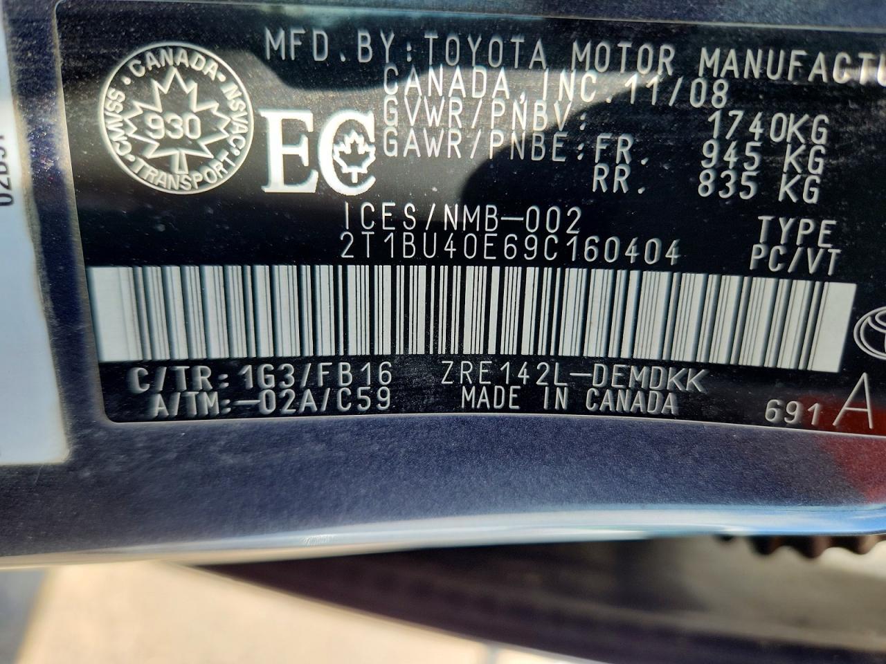 2009 Toyota Corolla Base Gray vin: 2T1BU40E69C160404