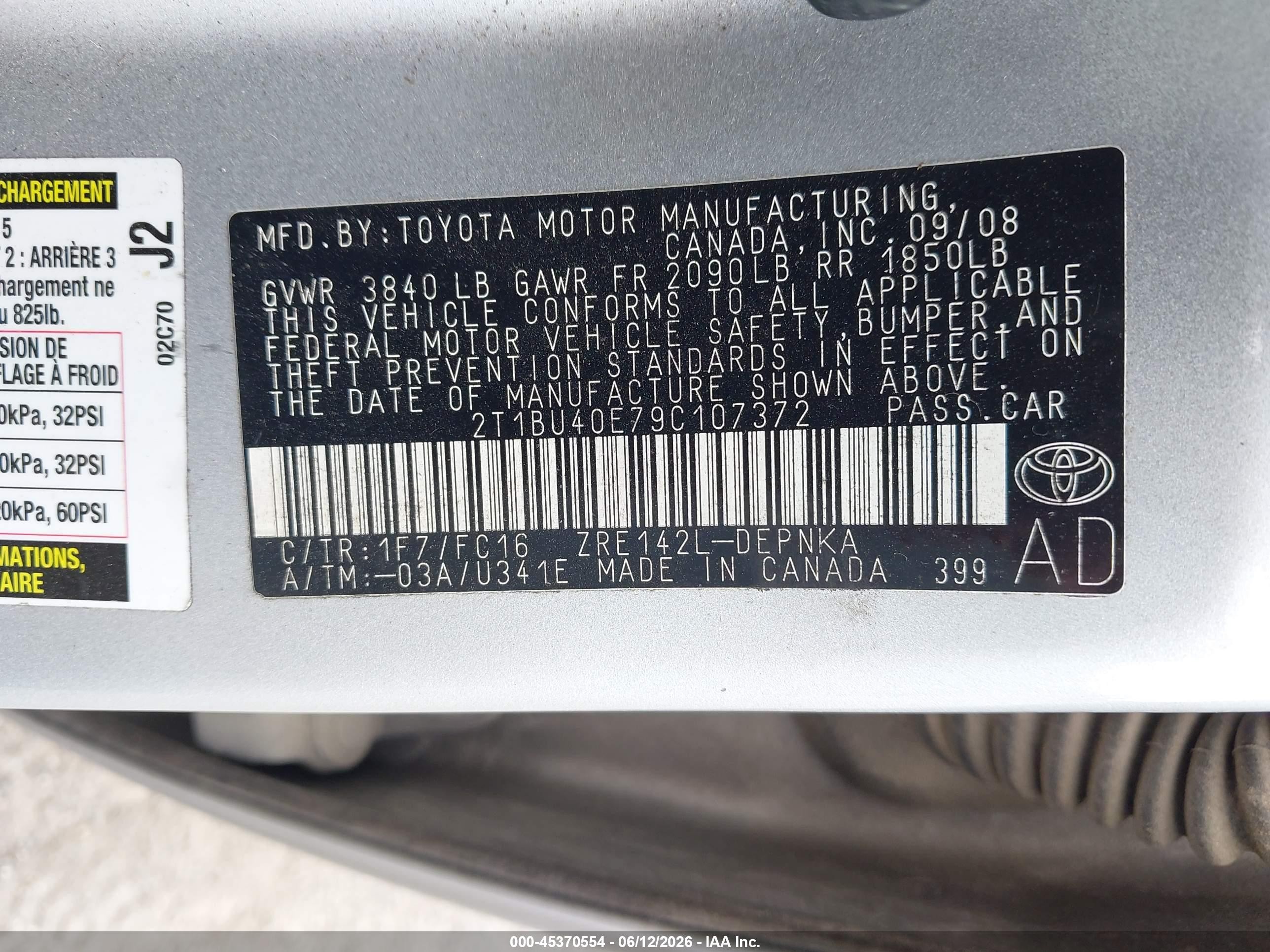2009 Toyota Corolla Xle Silver vin: 2T1BU40E79C107372