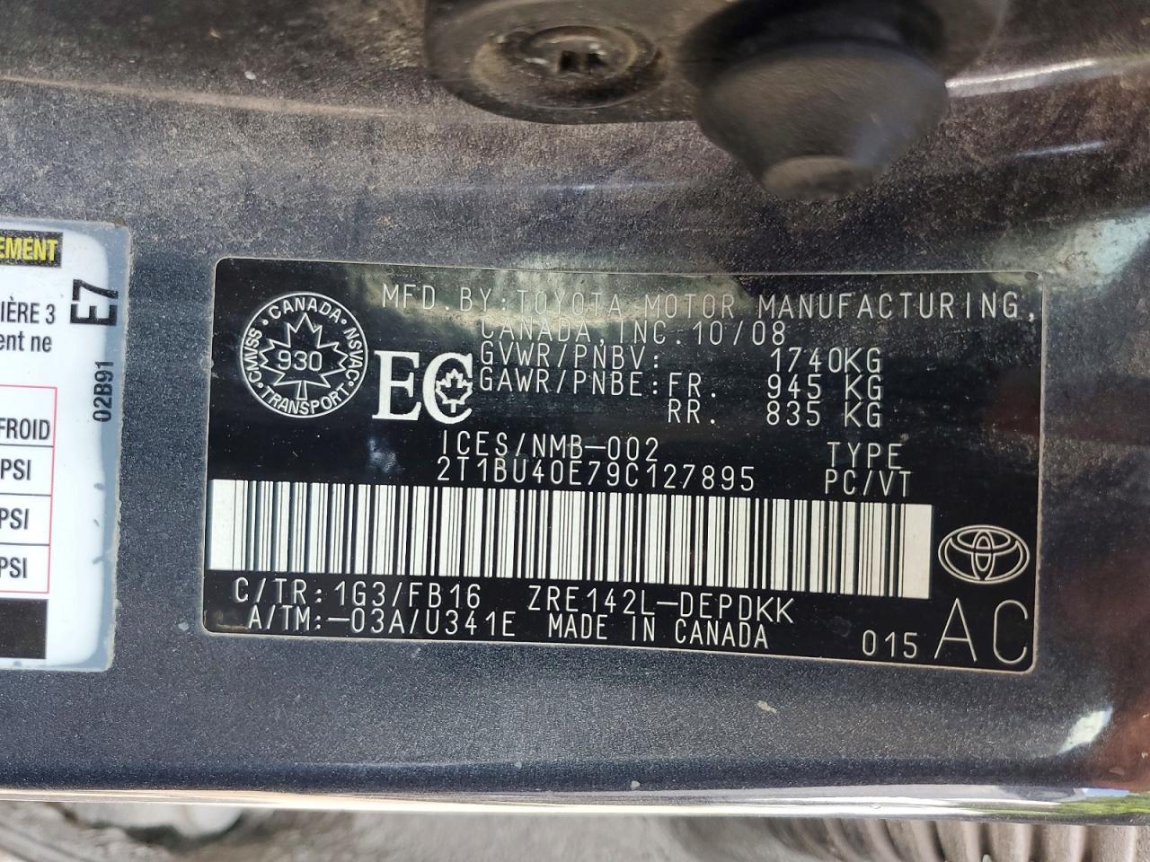 2009 Toyota Corolla Base Серый vin: 2T1BU40E79C127895