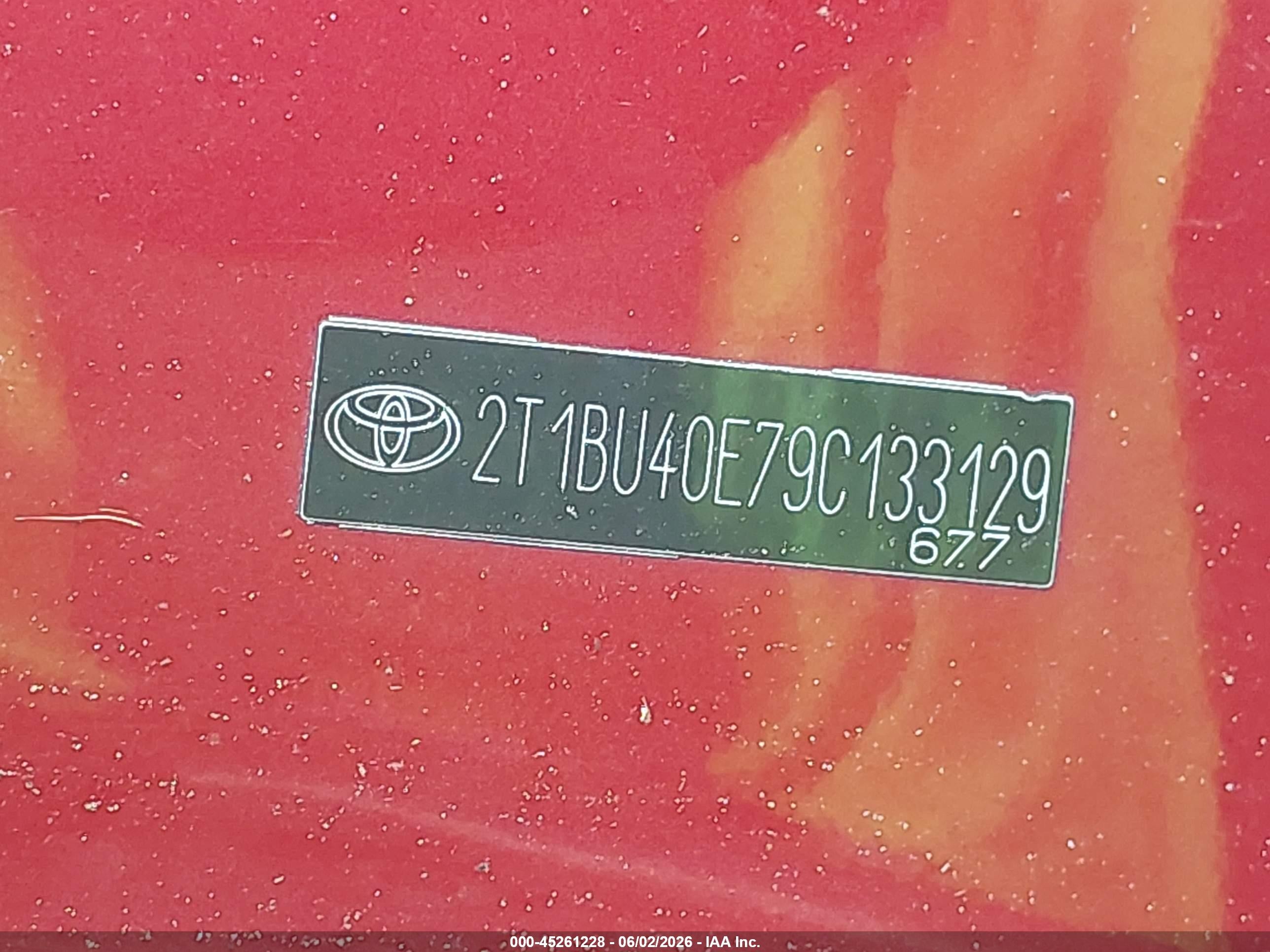 2009 Toyota Corolla Le Red vin: 2T1BU40E79C133129