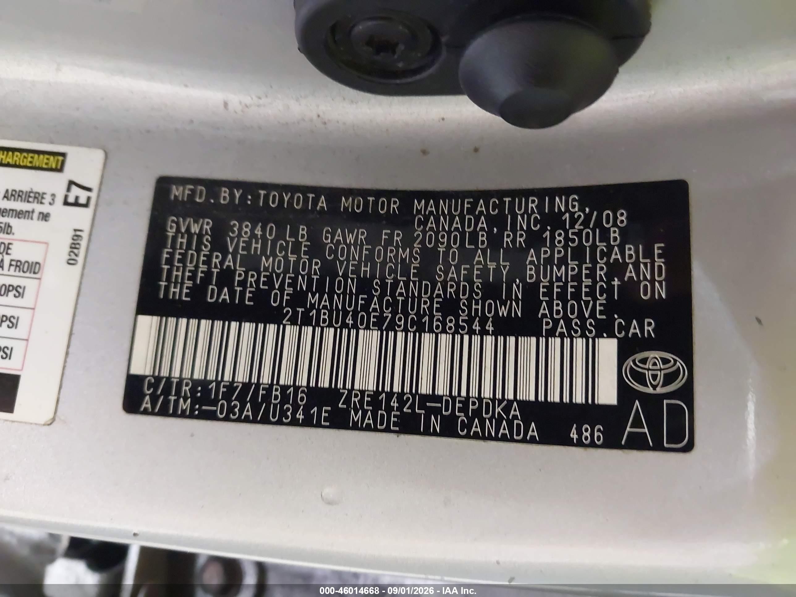 2009 Toyota Corolla   Silver vin: 2T1BU40E79C168544