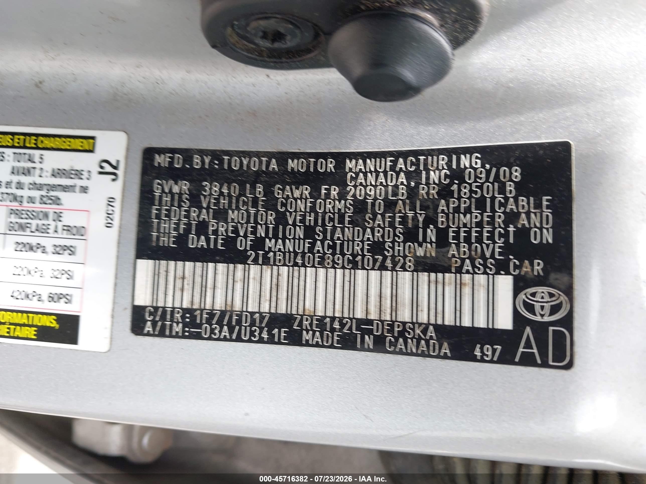 2009 Toyota Corolla S Silver vin: 2T1BU40E89C107428