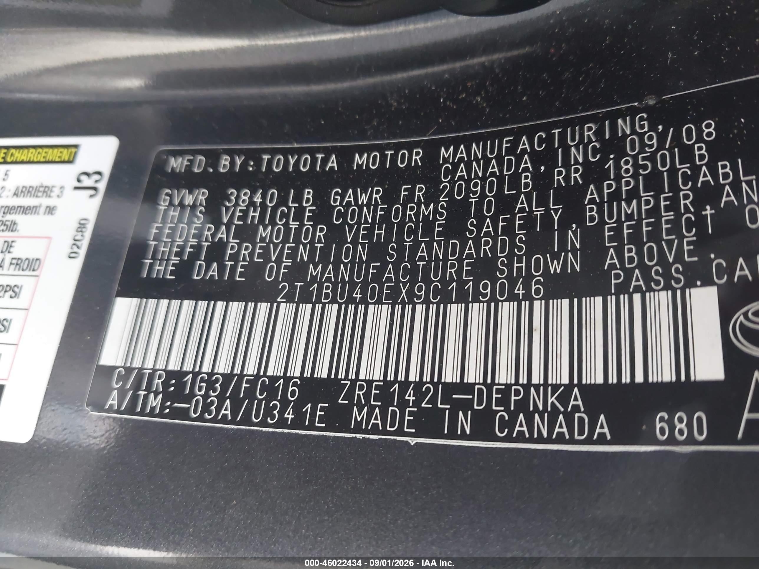 2009 Toyota Corolla Xle Gray vin: 2T1BU40EX9C119046