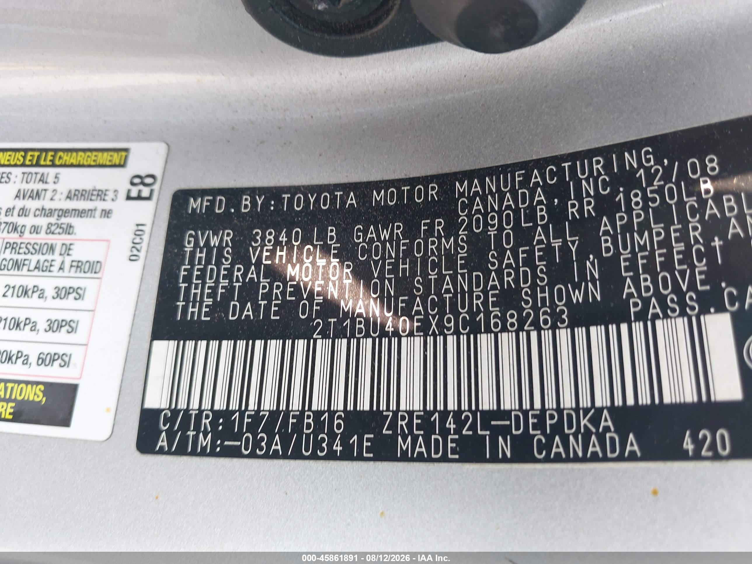 2009 Toyota Corolla Le Серебряный vin: 2T1BU40EX9C168263