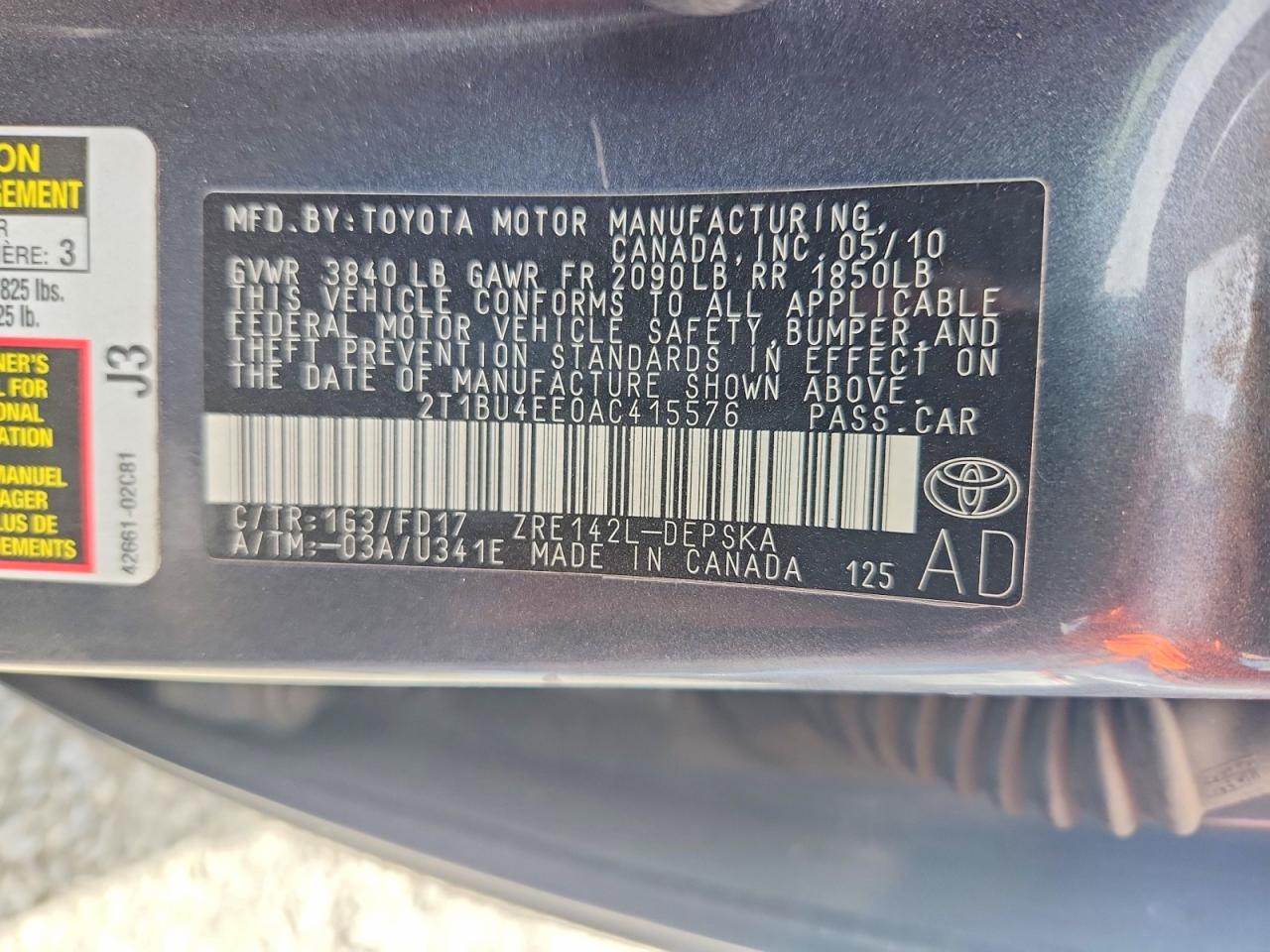 2010 Toyota Corolla S Gray vin: 2T1BU4EE0AC415576