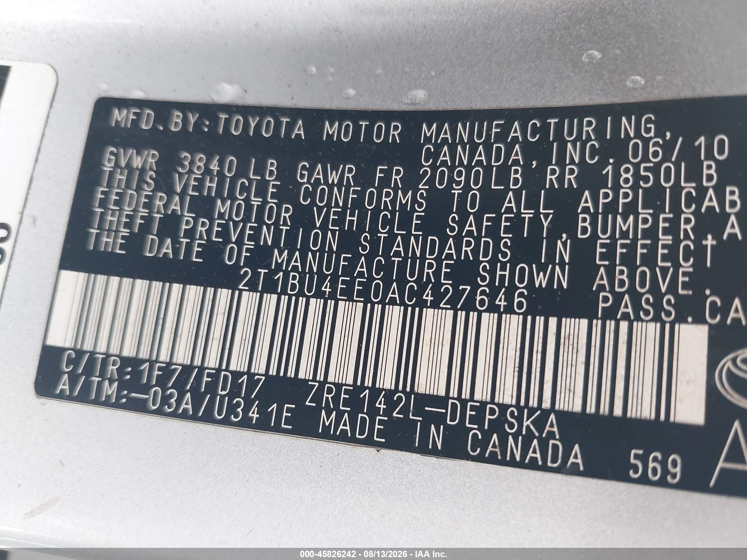 2010 Toyota Corolla S Silver vin: 2T1BU4EE0AC427646