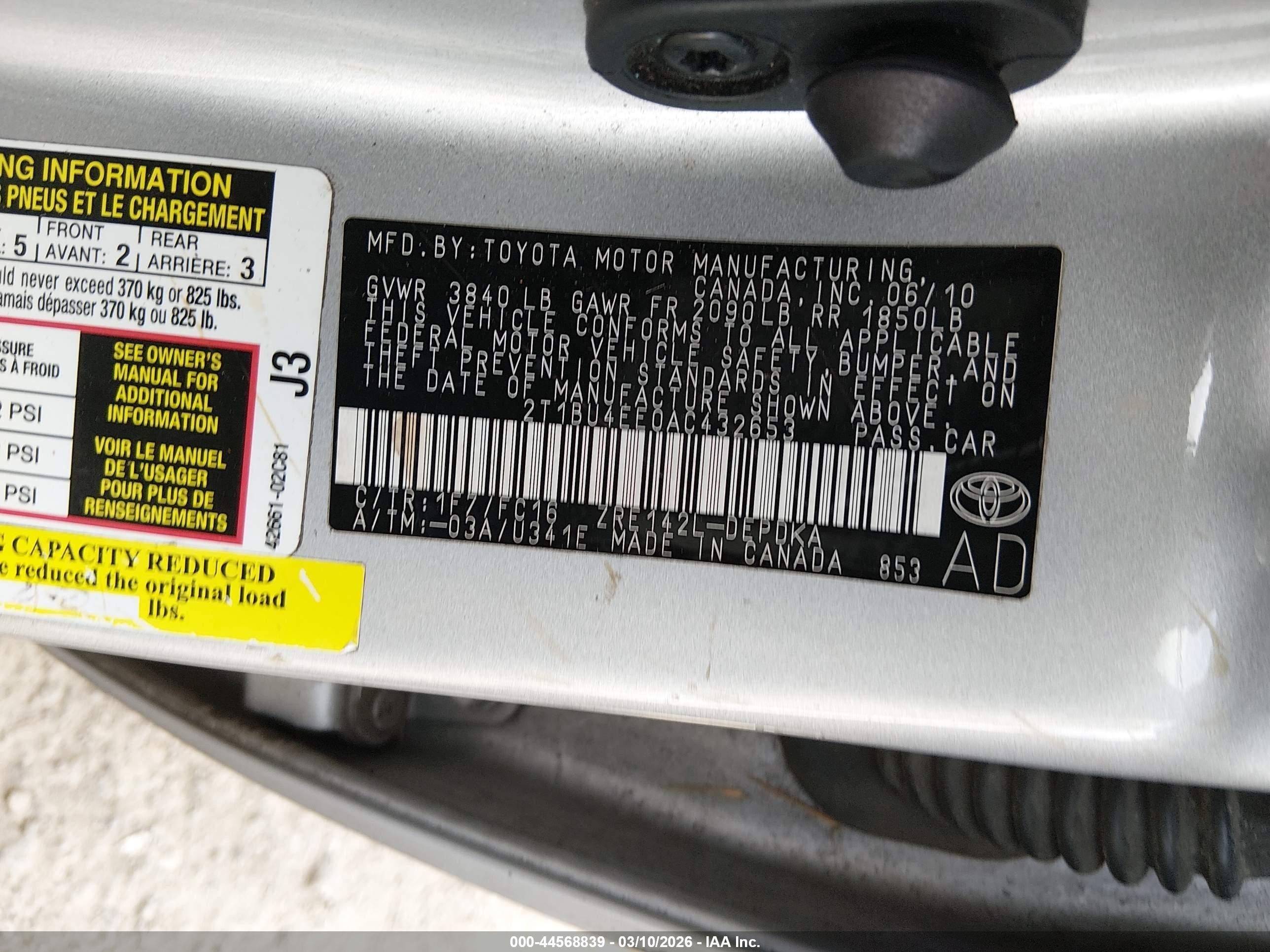 2010 Toyota Corolla Le Gray vin: 2T1BU4EE0AC432653