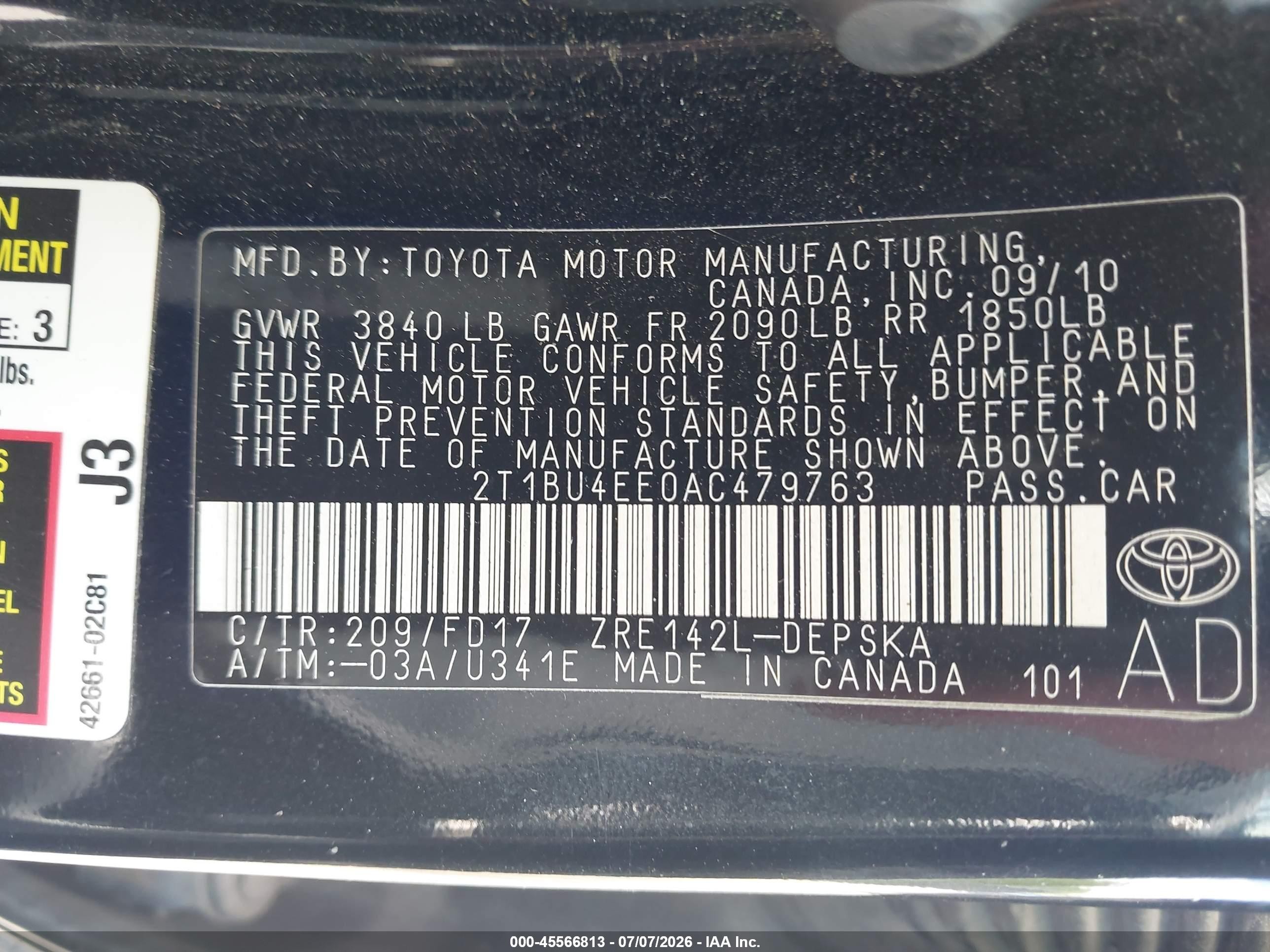 2010 Toyota Corolla S Black vin: 2T1BU4EE0AC479763