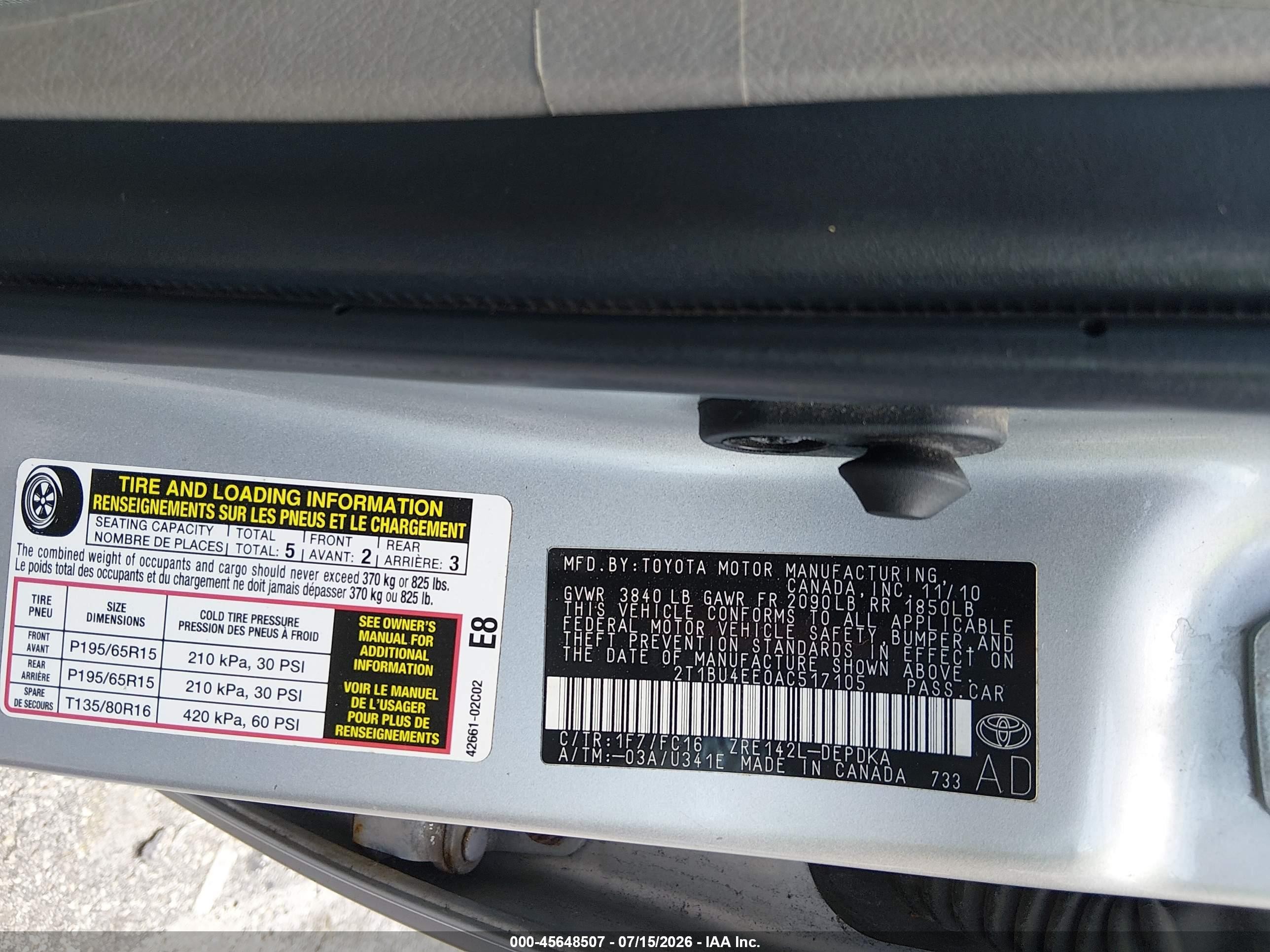 2010 Toyota Corolla Le Серебряный vin: 2T1BU4EE0AC517105
