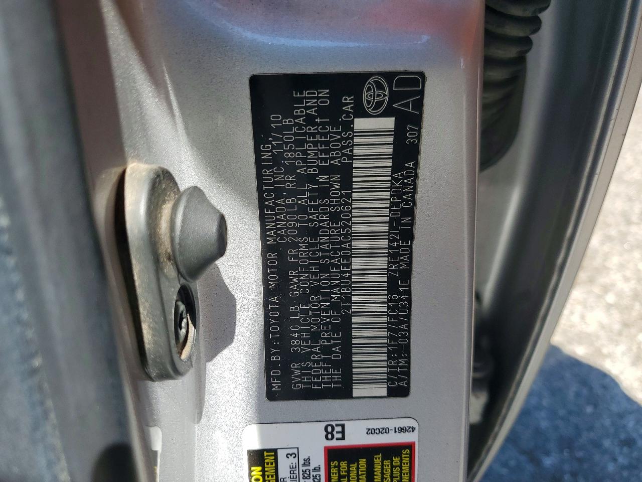 2010 Toyota Corolla Le Gray vin: 2T1BU4EE0AC520621