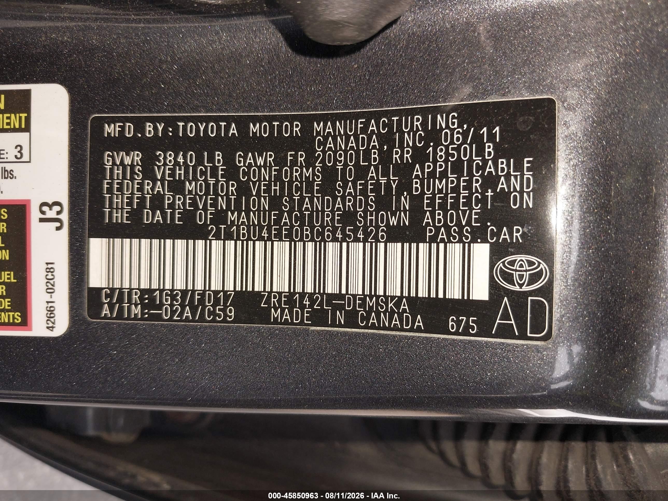 2011 Toyota Corolla S Gray vin: 2T1BU4EE0BC645426