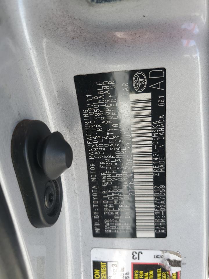2011 Toyota Coralla Silver vin: 2T1BU4EE0BC689104