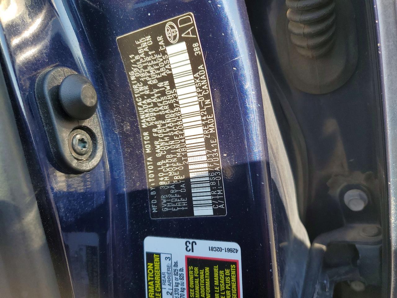 2011 Toyota Corolla S Синий vin: 2T1BU4EE0BC697235