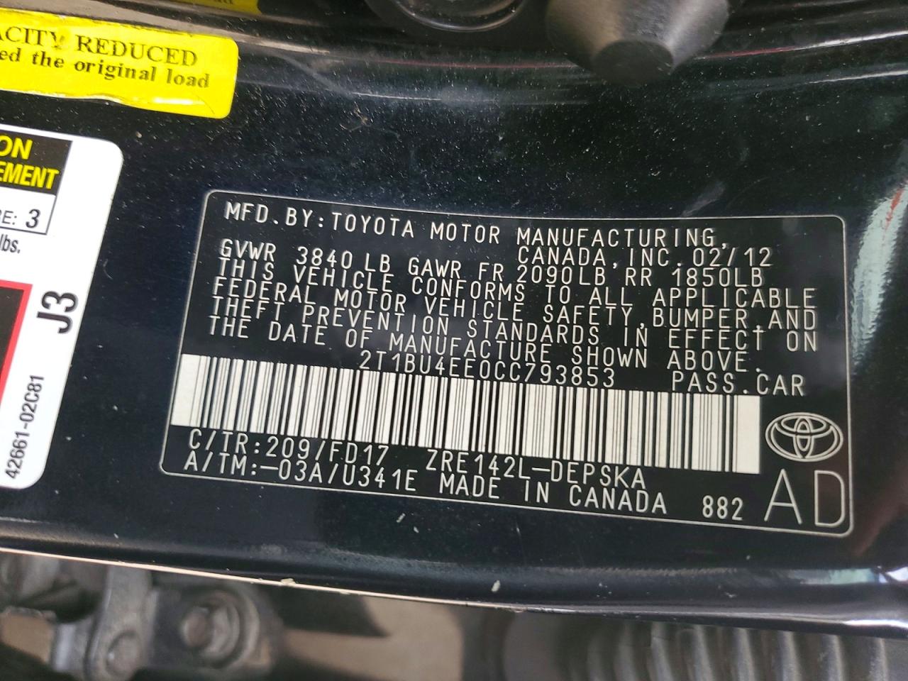 2012 Toyota Corolla S Черный vin: 2T1BU4EE0CC793853