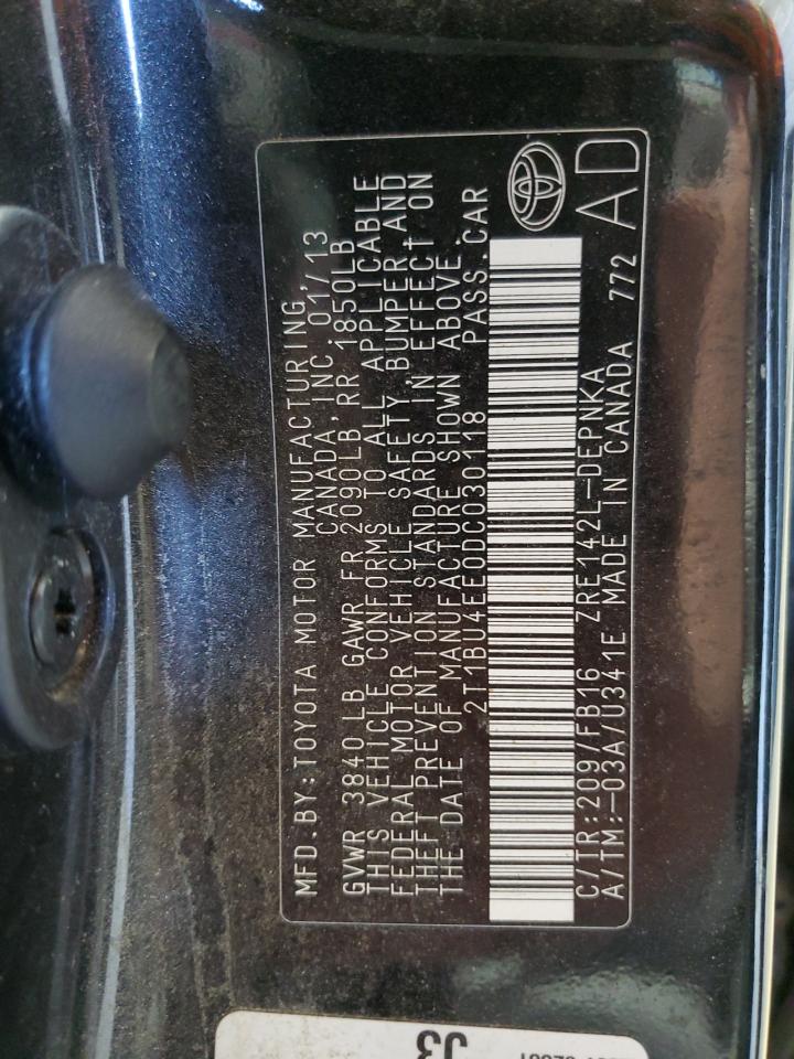 2013 Toyota Corolla Le Черный vin: 2T1BU4EE0DC030118
