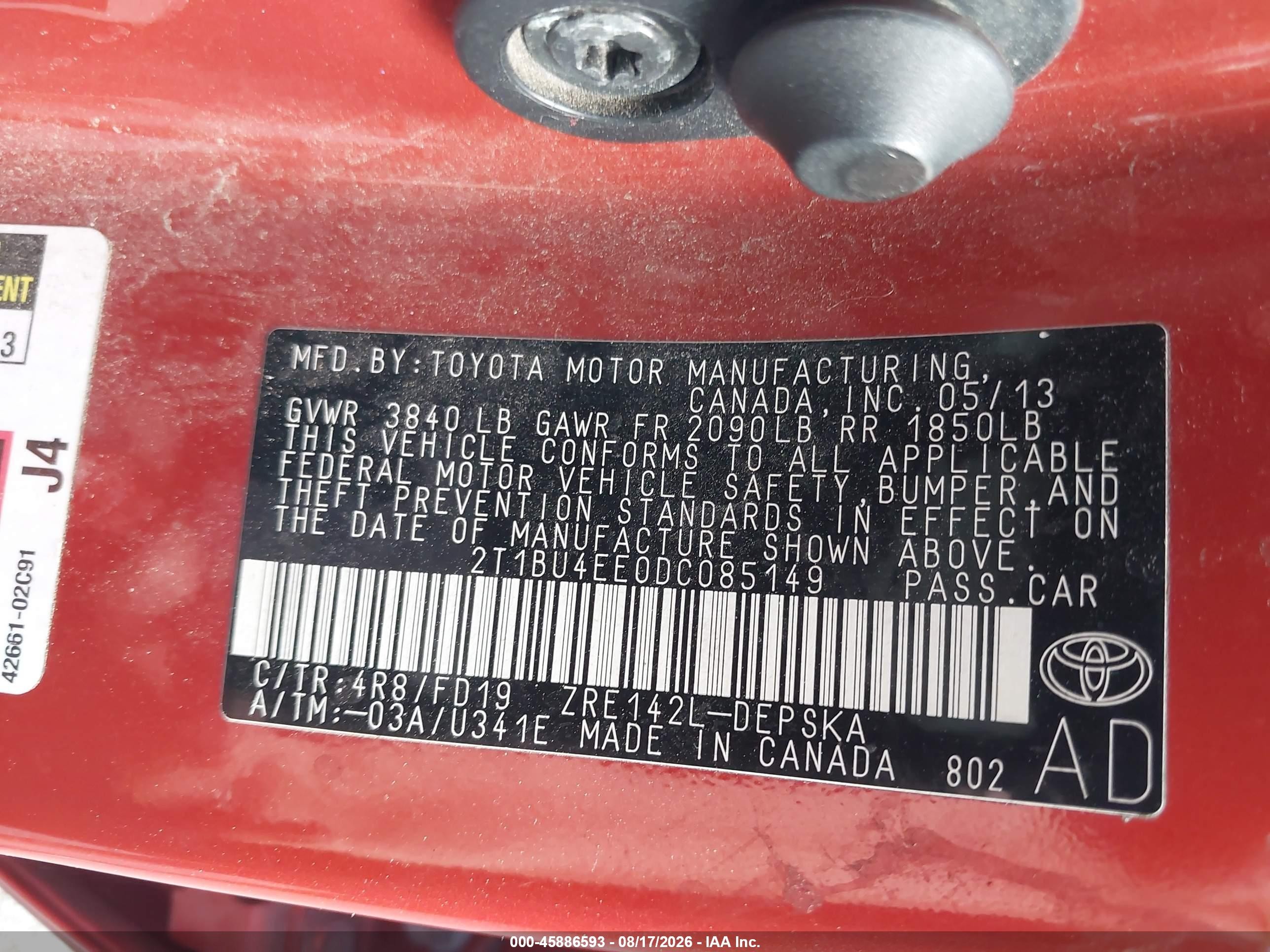 2013 Toyota Corolla S Special Edition Orange vin: 2T1BU4EE0DC085149