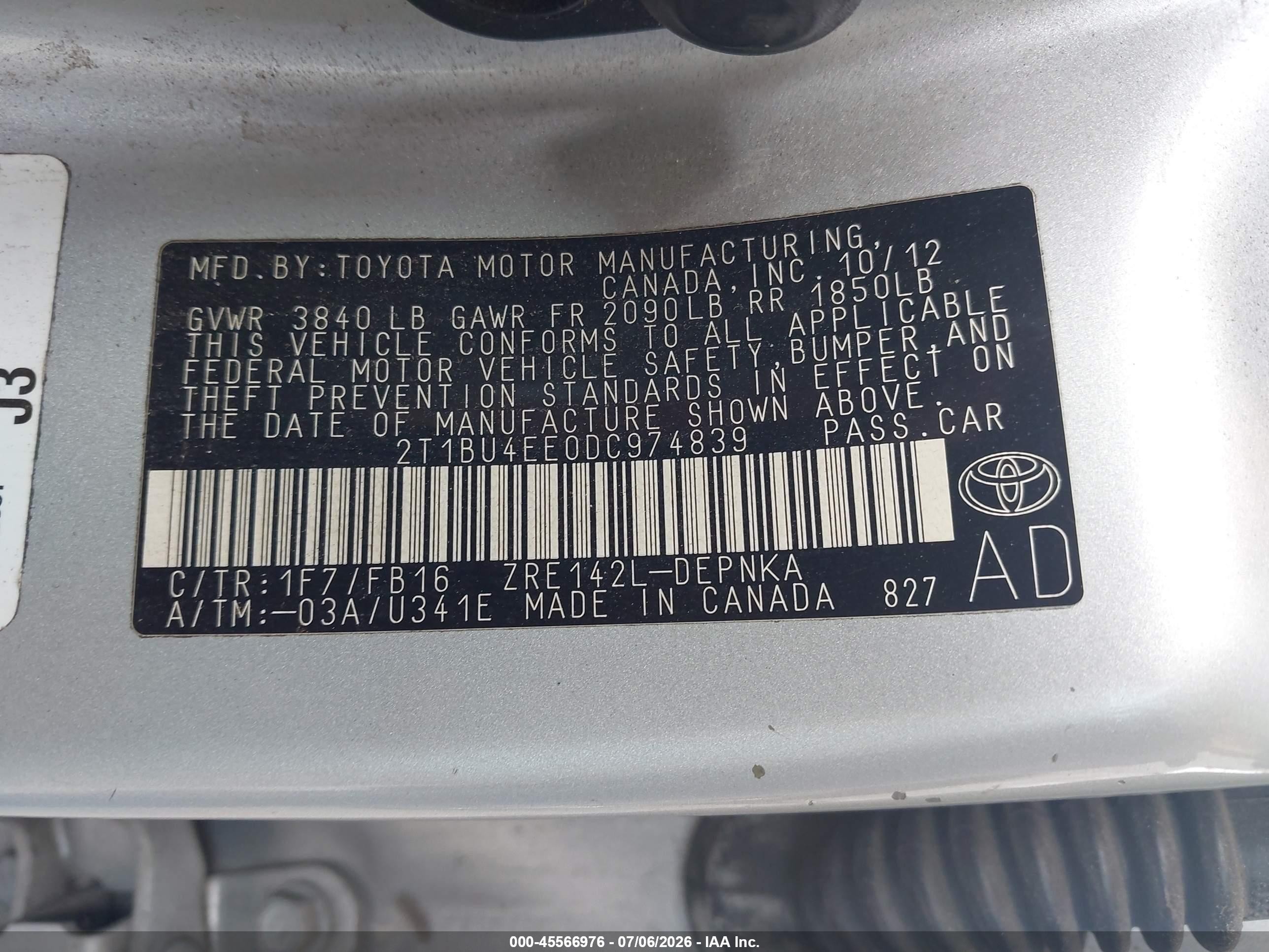 2013 Toyota Corolla Le Silver vin: 2T1BU4EE0DC974839