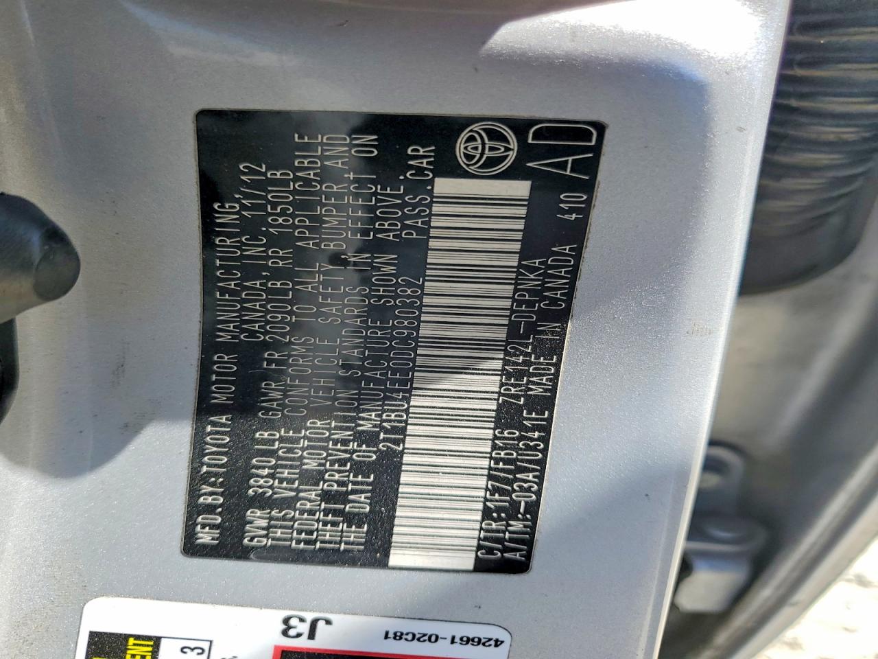 2013 Toyota Corolla Le Silver vin: 2T1BU4EE0DC980382
