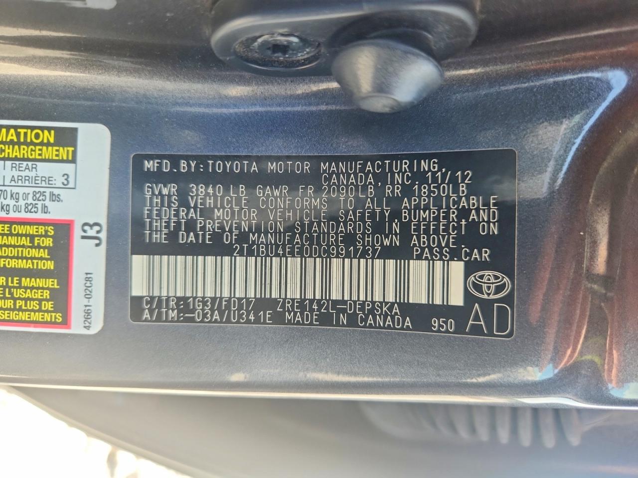 2013 Toyota Corolla S Серый vin: 2T1BU4EE0DC991737
