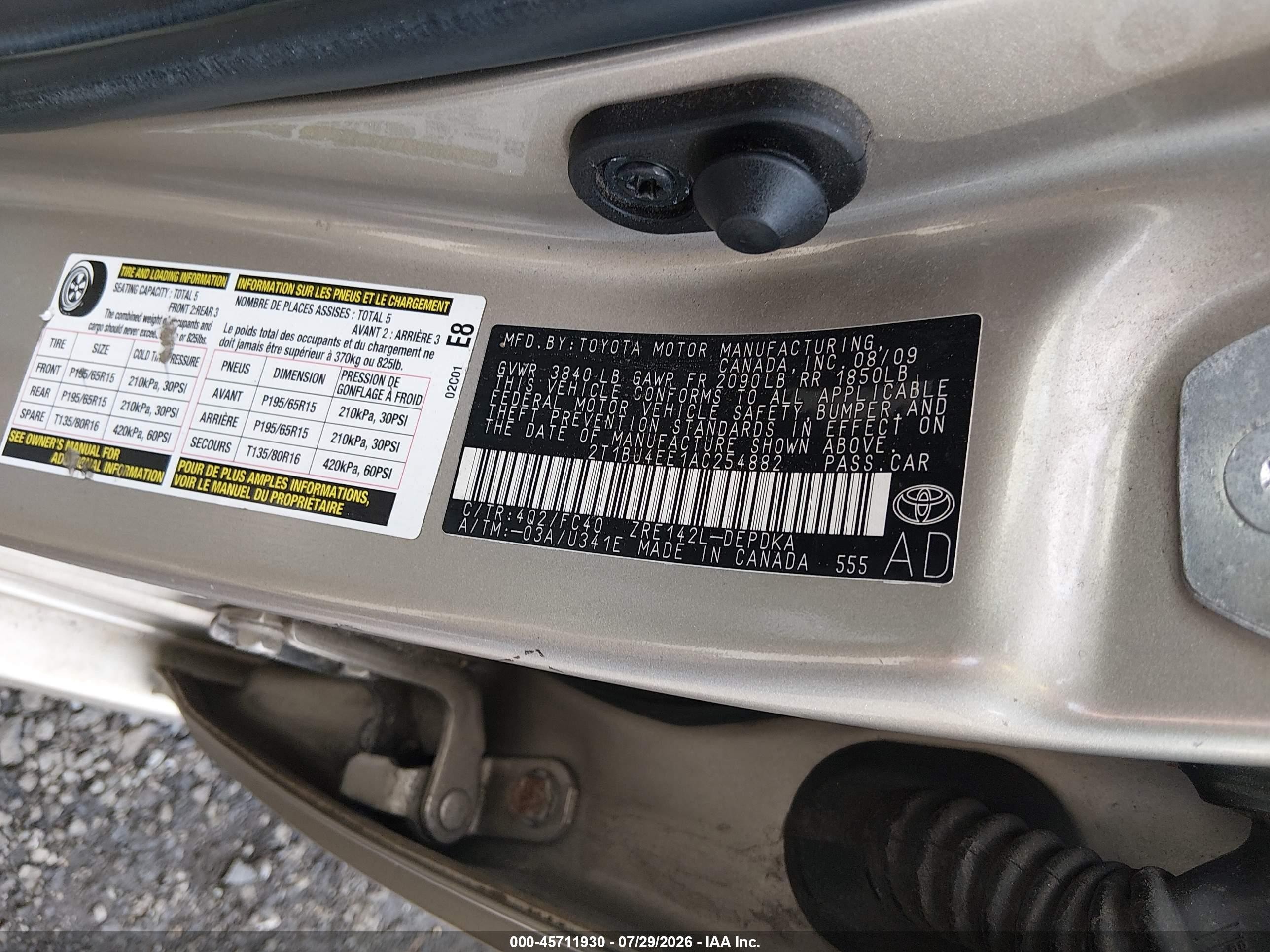 2010 Toyota Corolla Le Бежевый vin: 2T1BU4EE1AC254882