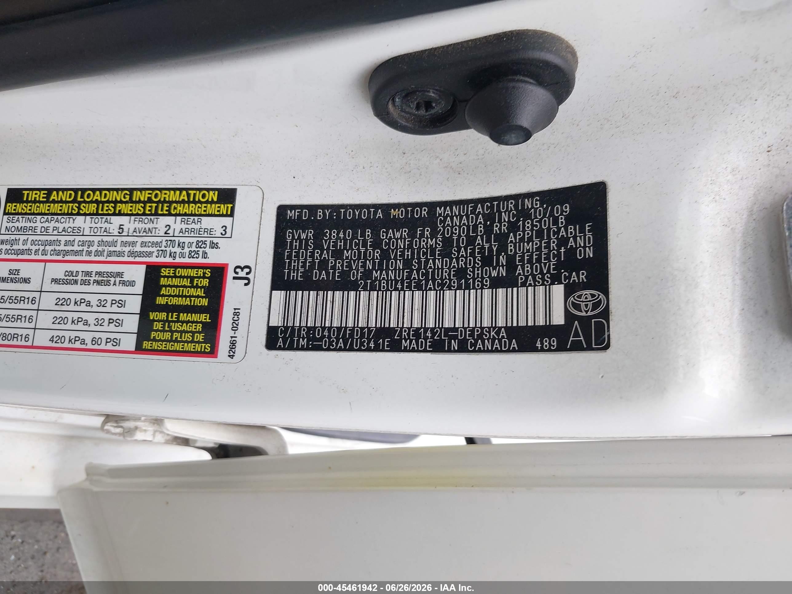 2010 Toyota Corolla S White vin: 2T1BU4EE1AC291169