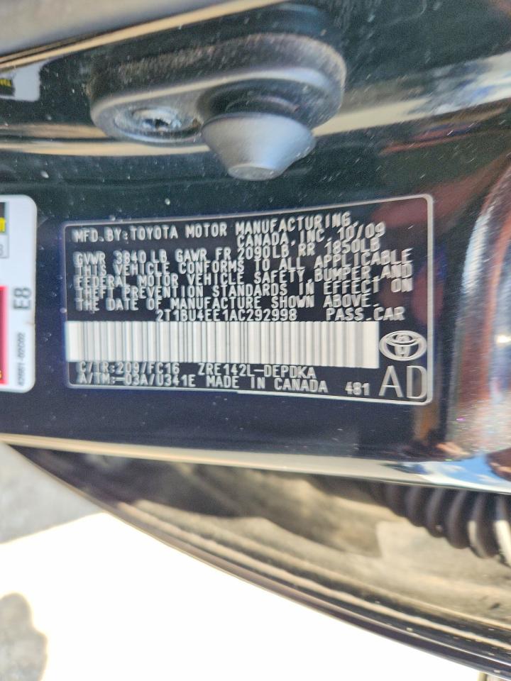 2010 Toyota Corolla Le Black vin: 2T1BU4EE1AC292998