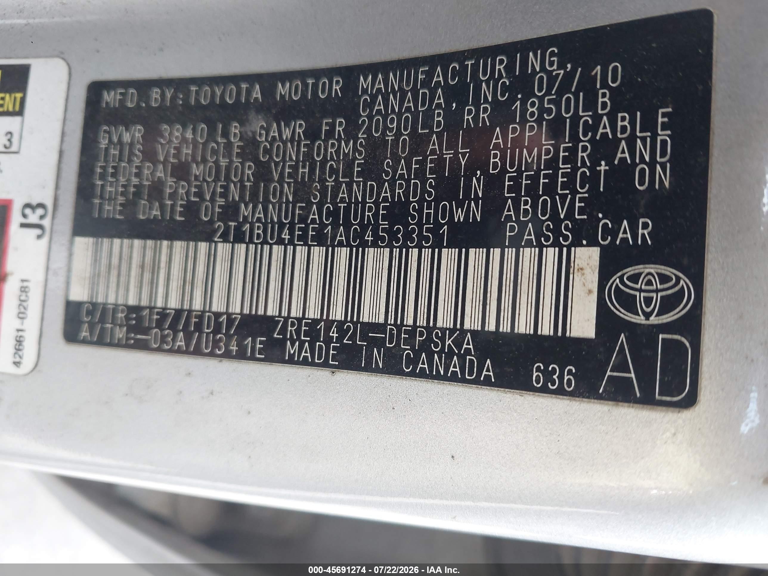 2010 Toyota Corolla S Silver vin: 2T1BU4EE1AC453351